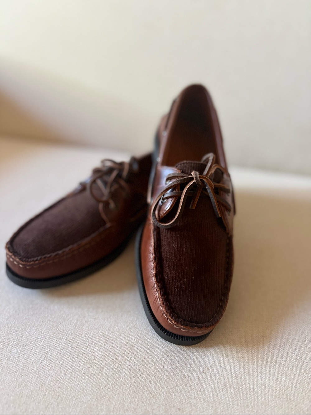 Sperry Men's AO 2 Eye Brown Leather & Corduroy Boat Shoes